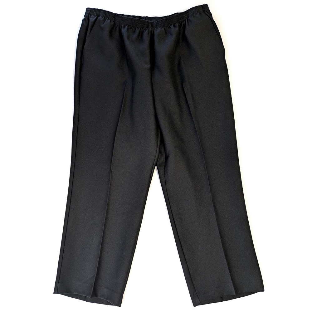 Alfred Dunner Woman Black Elastic Waist Pull On Pants Trousers 18W RN 19232
